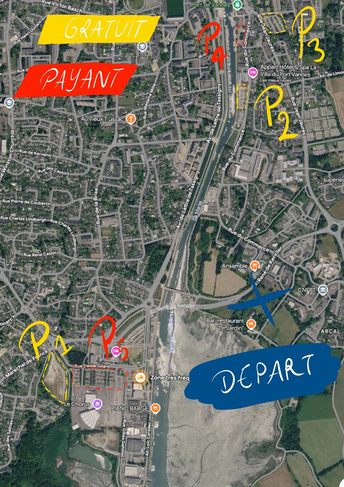 Carte des parkings - Vannes